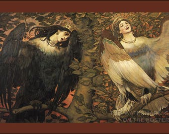 Poster, Many Sizes Available; Birds Of Joy And Sorrow Sirin (Left) And Alkonost (Right) –  By Viktor Vasnetsov