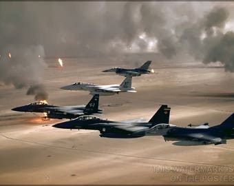 Poster, Many Sizes Available; F-16 Falcon F-15 Eagle Desert Storm Fighting Falcon Strike Eagle