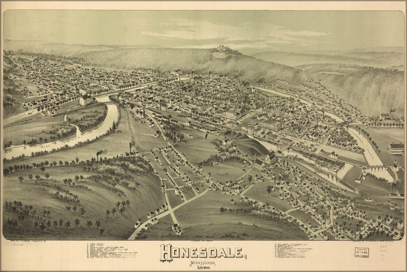 Poster Many Sizes Available Map of Honesdale Pennsylvania Etsy