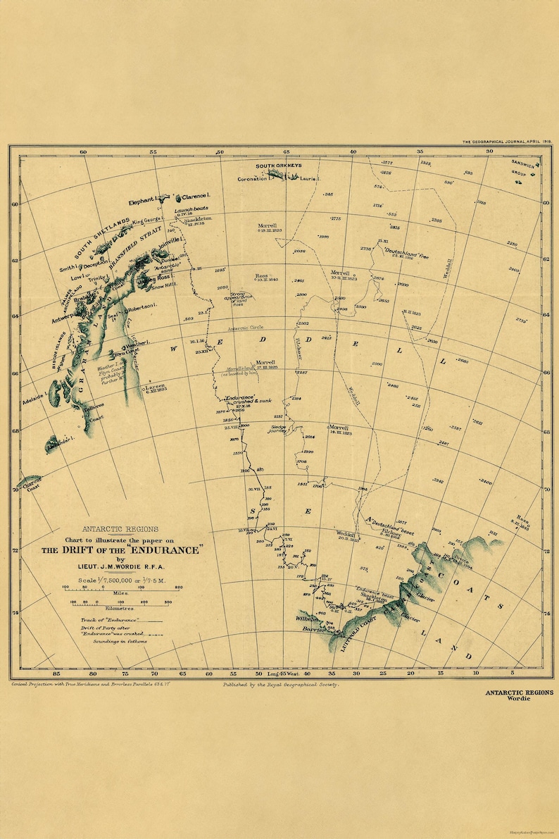 Poster, Many Sizes Available; Map Ernest Shackletons Endurance 1918 ...