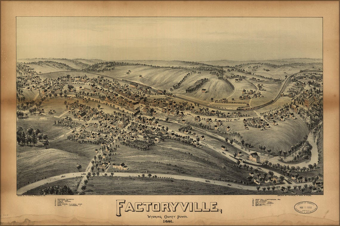 Poster, Many Sizes Available Map of Factoryville Pennsylvania 1891 Etsy