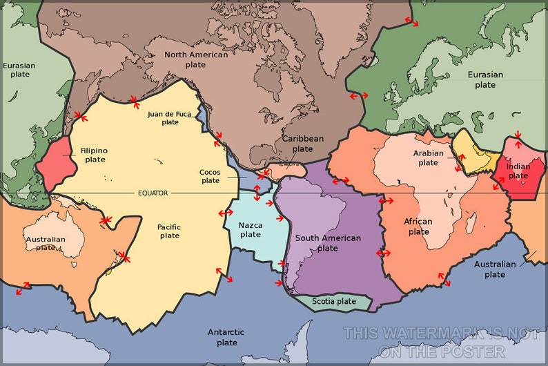Poster Many Sizes Available; Tectonic plates