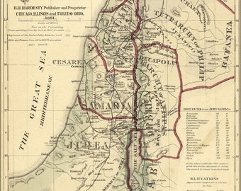 Poster, Many Sizes Available; New Testament Map Palestine Israel Holy Land 1881