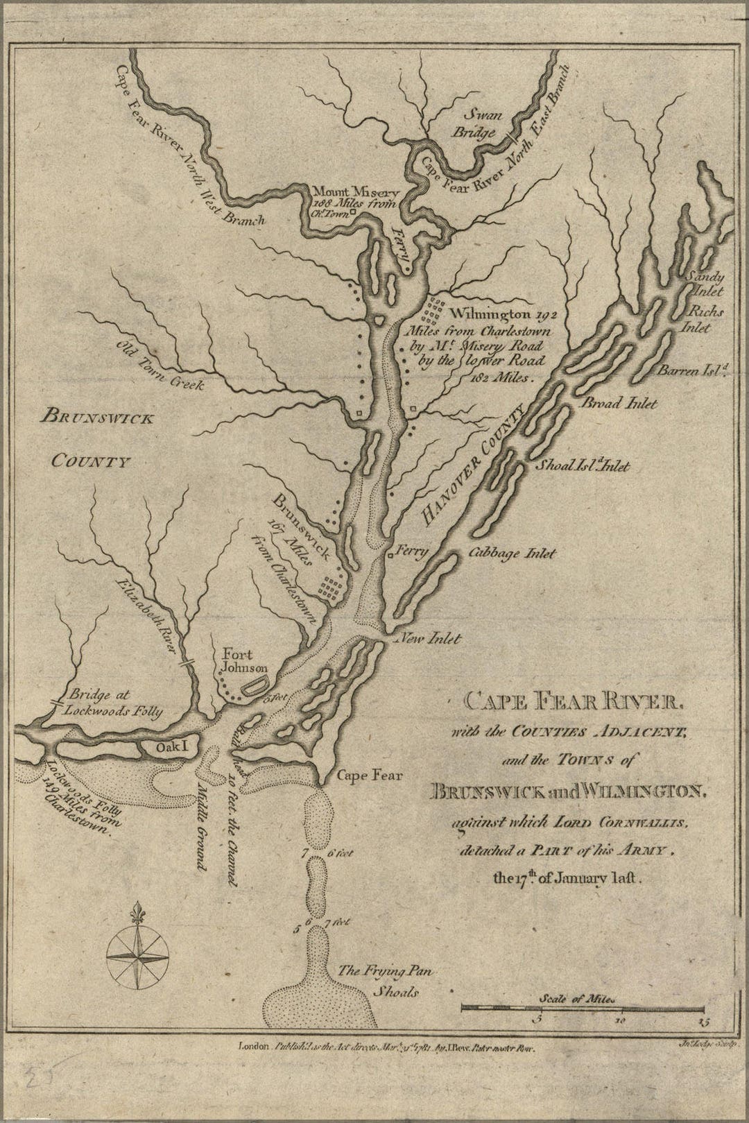 Poster, Many Sizes Available; Map of Cape Fear River North Carolina ...