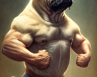 Poster, Many Sizes Available; Flexing Pug p1