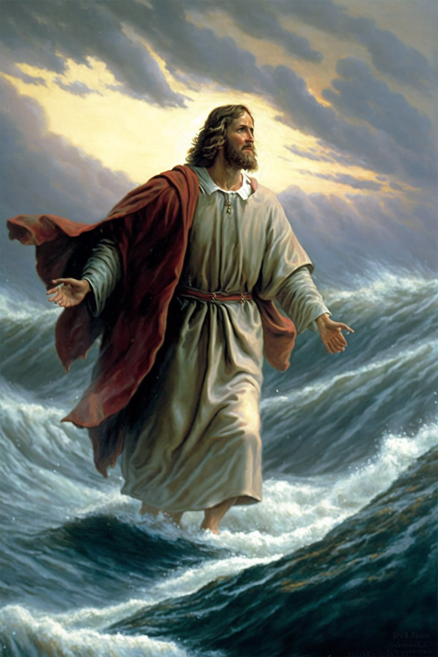Poster, Many Sizes Available; Jesus Christ Walking on Water in the