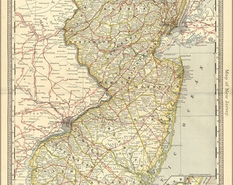 Poster, Many Sizes Available; map of new jersey 1881