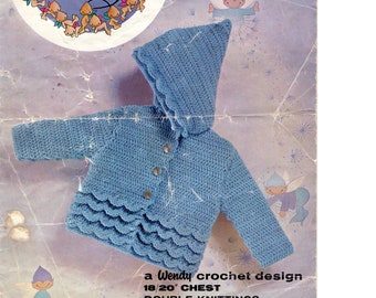 Sirdar Snuggly 3378 Vintage Crochet Baby Jacket Pattern