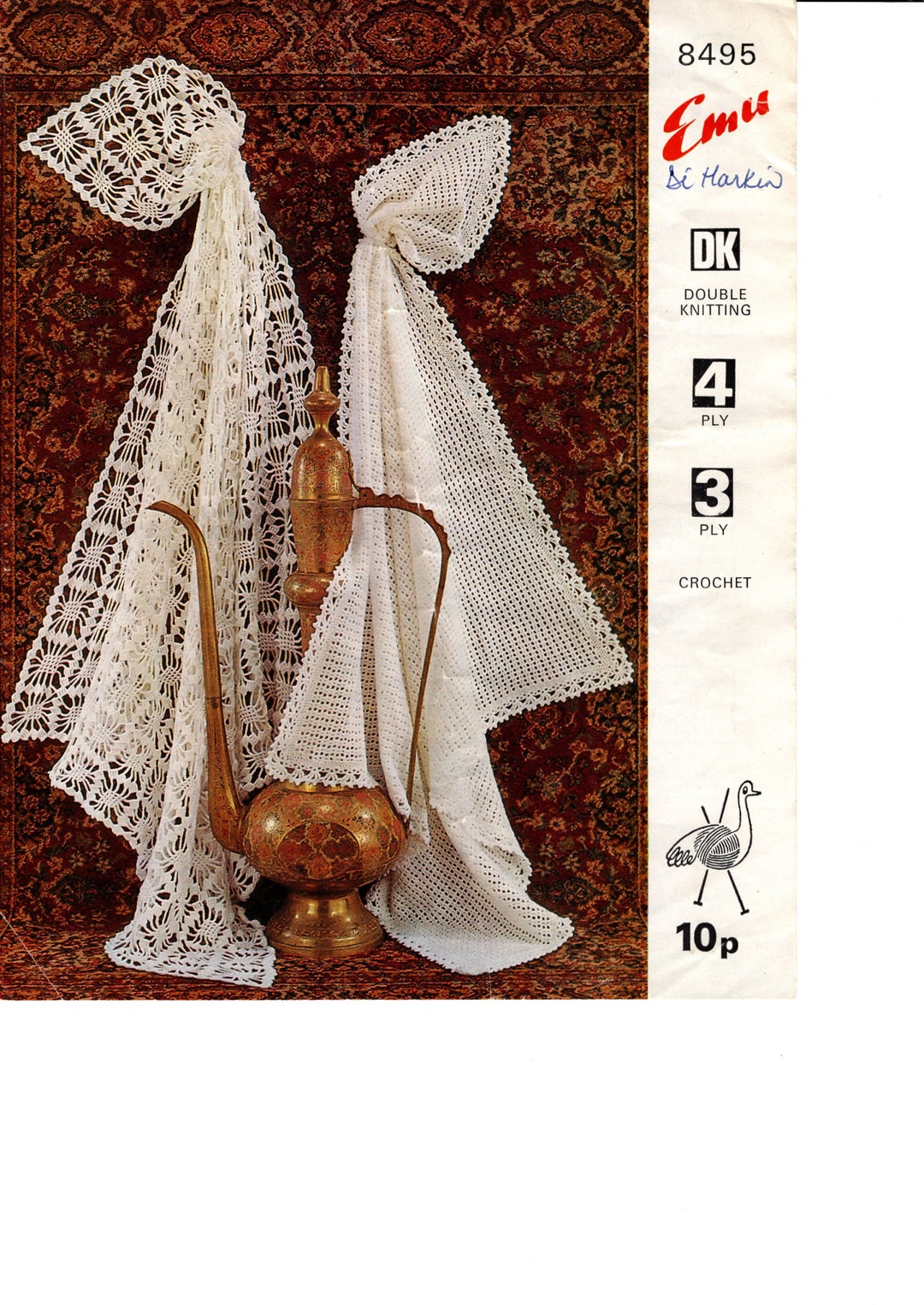 Vintage Crochet Shawls Pattern - Emu Pattern 8495 - Etsy