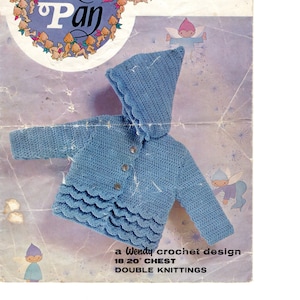 Vintage Crochet Pattern - Hooded Baby Jacket - Peter Pan P81 ( 18-20" chest )