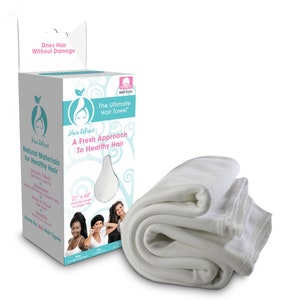 Hair RePear Ultimate Hair Towel - White Anti Frizz Absorbent Premium Cotton Smooth like a T-shirt Versatile for Curly, Wavy, Straight Hair