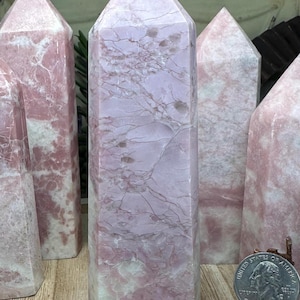 Pink Opal Tower: Juicy Breciated Color, 327 grams, 6 Inch Tall Crystal