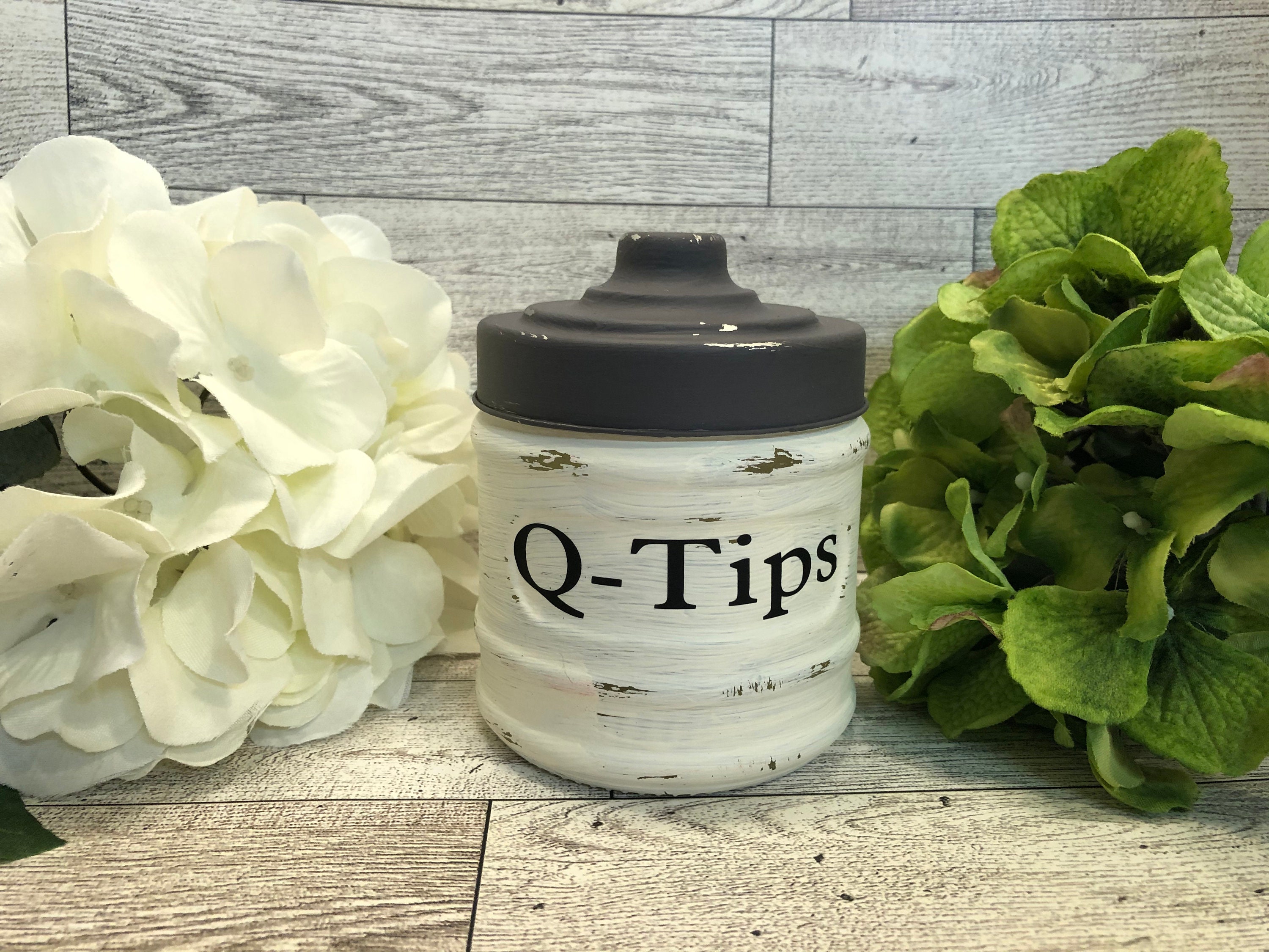 Bathroom Jars Qtips Cotton Balls Apothecary Jar 3 Set Etsy