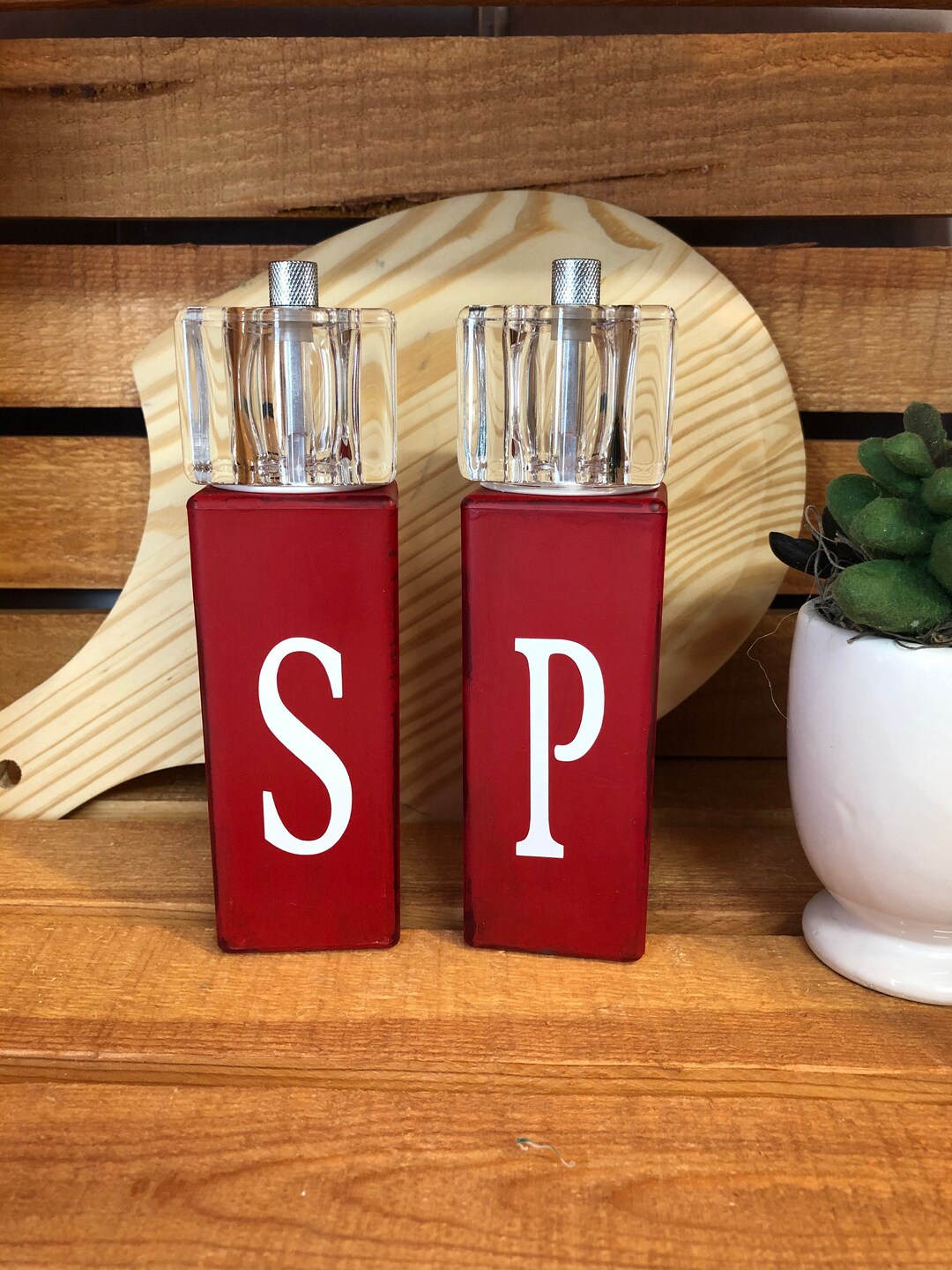 Farmhouse Salt and Pepper Grinders, Rustic Kitchen, Salt and Pepper Shaker Set, Farmhouse