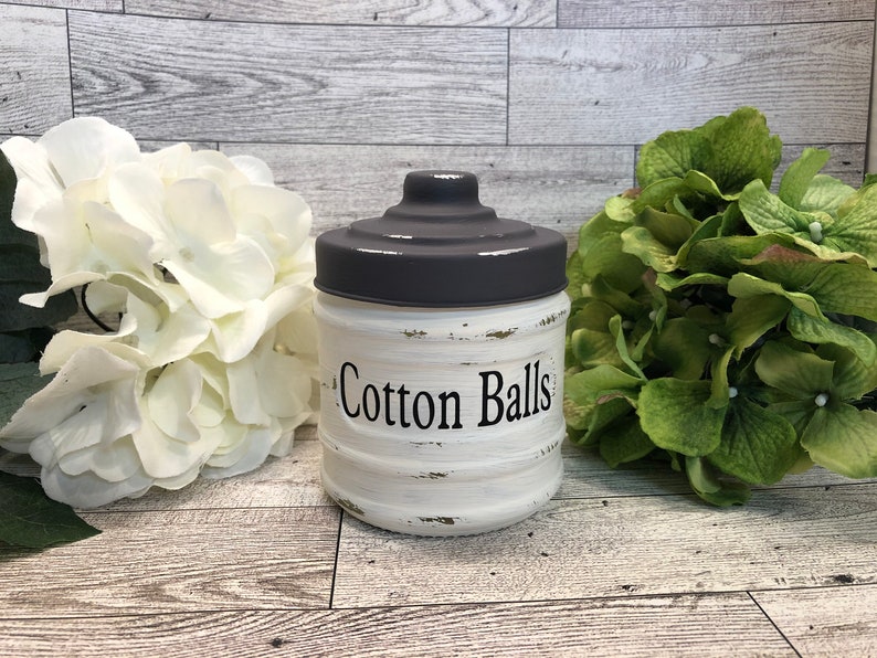 Bathroom Jars Qtips Cotton Balls Apothecary Jar 3 Set Etsy