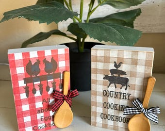 Farmhouse Tiered Tray book, Rustic farmhouse wood Cook book,