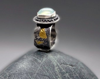 Aqua Chalcedony Rustic Ring