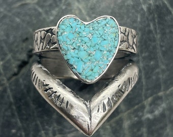 Turquoise Inlay Heart Ring