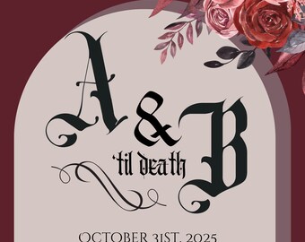 Gothic Halloween Fall Tombstone Wedding Invitation