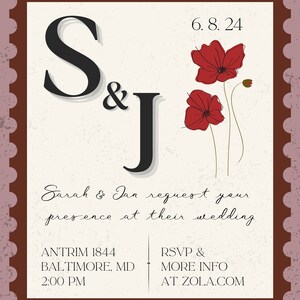 Invitación de boda con sello postal o guardar la fecha