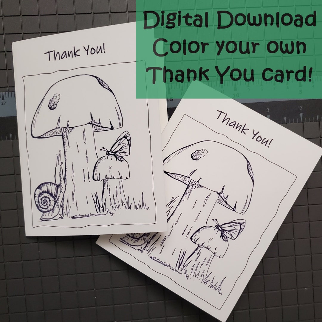 PRINTABLE Thank You Coloring Cards | Color Your Own Thank You Card ...