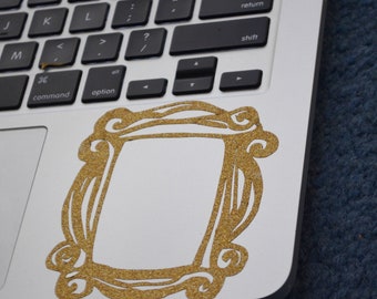 FRIENDS tv show vinyl sticker, Friends-inspired,Friends decal, macbook decal, friends peephole, the one with the laptop, gold glitter vinyl