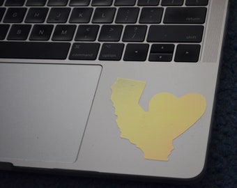 Holographic california heart vinyl sticker, california, love california, macbook decal,state vinyl