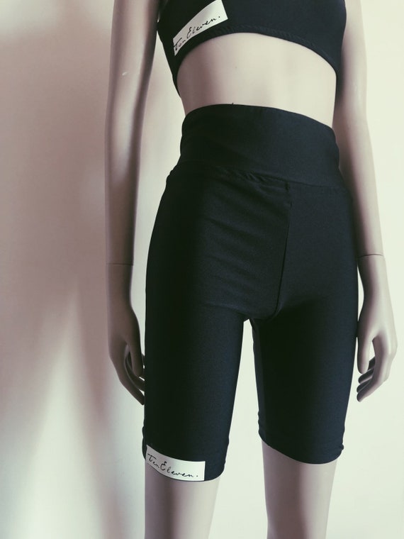 black shiny biker shorts