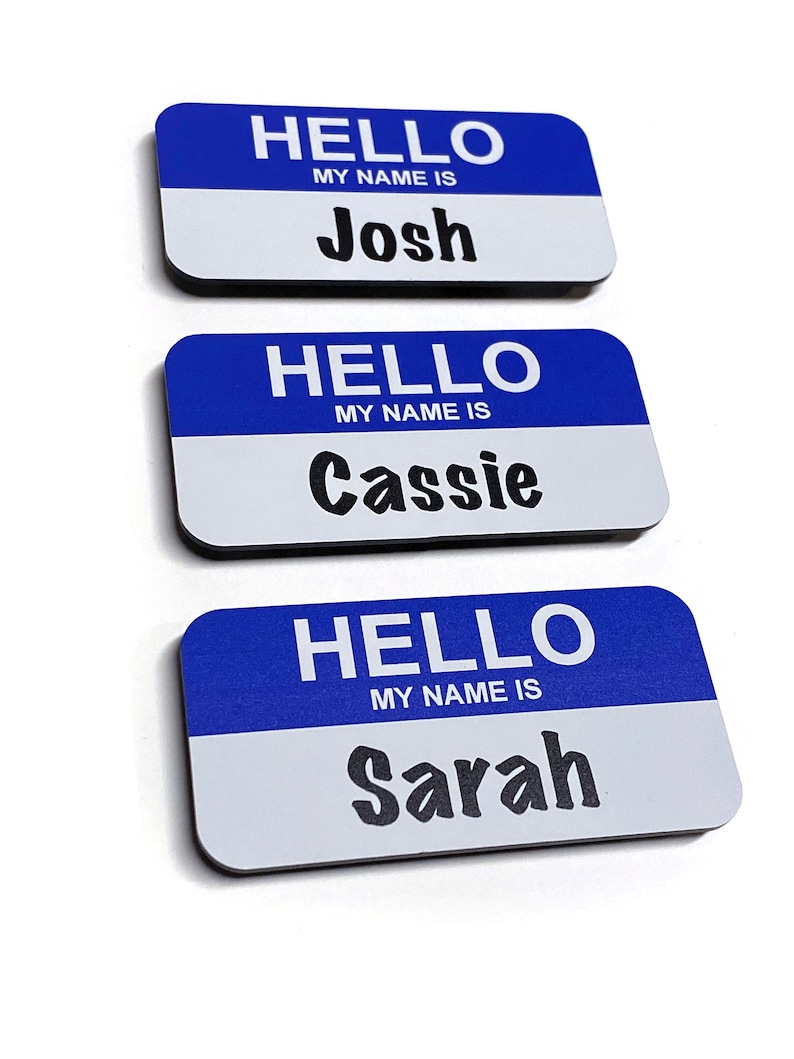 Hello my name is name tag with professional full color uv print etsy