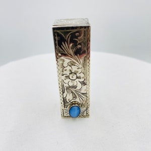 Just reduced ! antique 800 silver lipstick case , blue lapis , mirror -  antiques - by owner - collectibles sale 