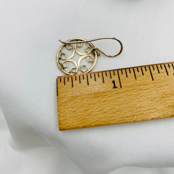 Sterling silver ornate circular earrings, 3/4 inc… - image 5