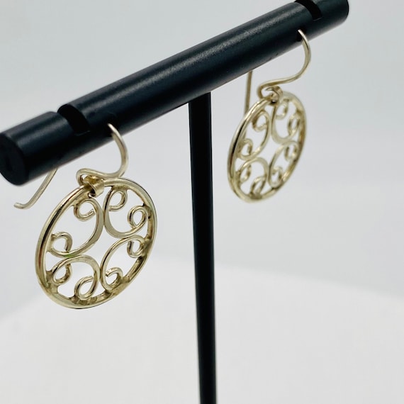 Sterling silver ornate circular earrings, 3/4 inc… - image 3