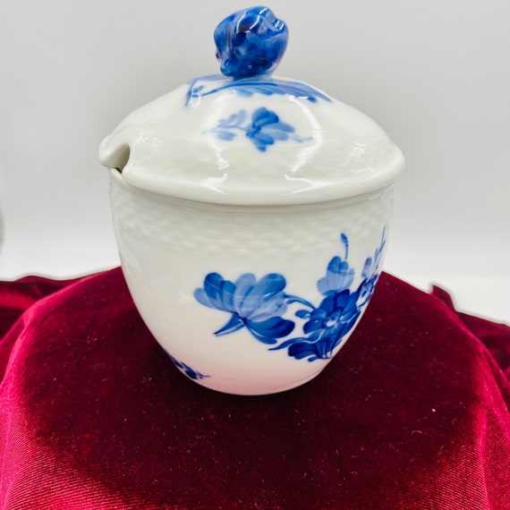 Royal Copenhagen Blue Flower Braided Jam Jar With Lid 8250 RARE, Vintage 