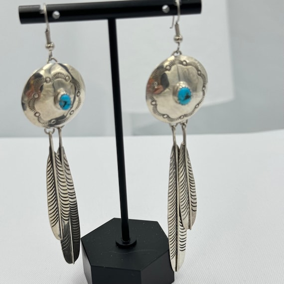 Native American Intricate!! Hand Carved Feather Royston Turquoise Sterling Silver Bracelet Cuff Native American Intricate!! Hand Carved Feather Royston Turquoise Sterling Silver Bracelet Cuff