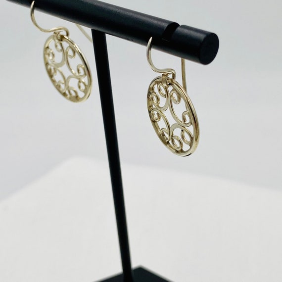 Sterling silver ornate circular earrings, 3/4 inc… - image 4