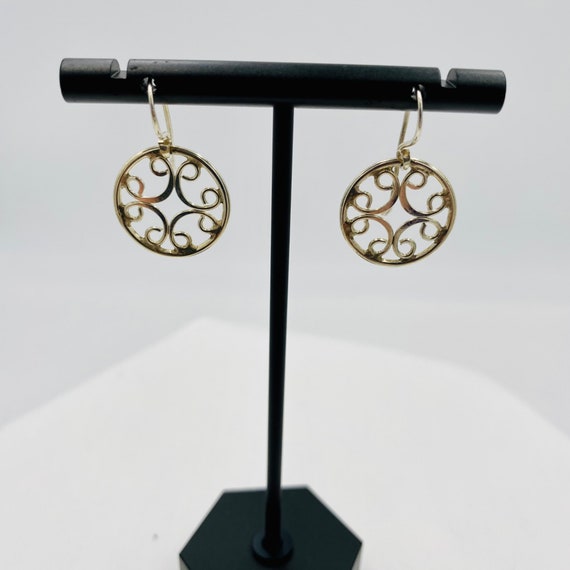 Sterling silver ornate circular earrings, 3/4 inc… - image 2