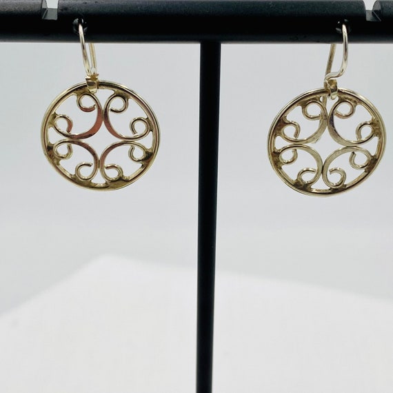 Sterling silver ornate circular earrings, 3/4 inc… - image 1