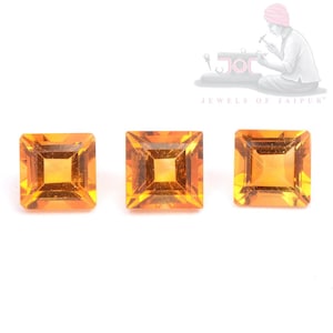 Square Cut Citrine Gemstone: Yellow Faceted Loose Stone (4-8mm, 5-100 pcs)