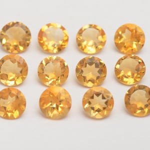 Natural Yellow Citrine Gemstone - 5mm Round Cut Citrine Loose Gemstone - Round Faceted Citrine stones - Top quality stones - 5-100 pcs