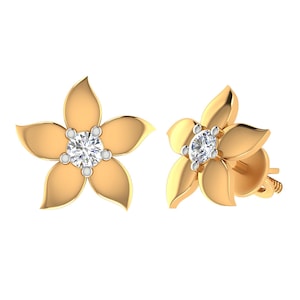14k Yellow Gold Diamond Flower Stud Earrings (0.22 ct)