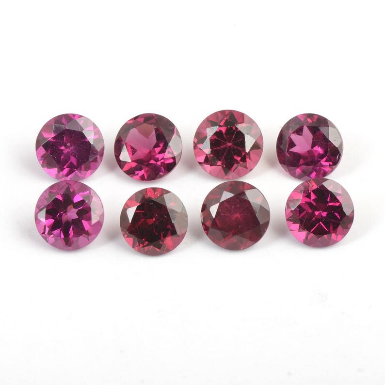 Natural Rhodolite 5mm 6mm 7mm 8mm Faceted Cut Round Etsy