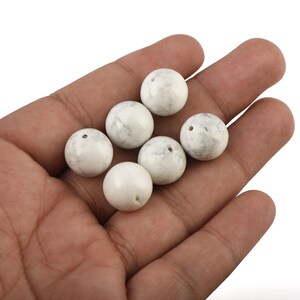 14mm White Howlite Gemstone Beads: Natural Round Cabochons