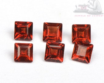 2mm Square cut Red Garnet Loose Gemstone , 3mm Red garnet square shape gemstones, Natural red garnet gemstones, Square cut red garnets