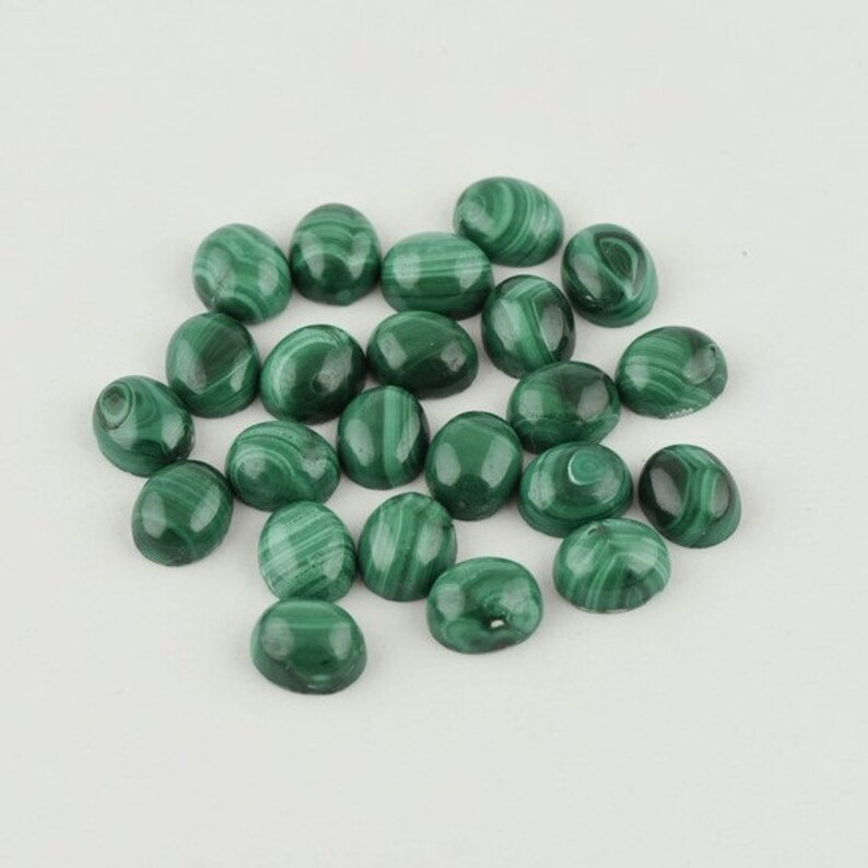 Green Tones Accented With Black Striations Gemstone Cabochon Natural Malachite Oval 9x11mm Cabochon