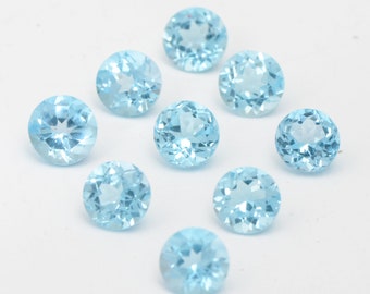 Natural Blue Topaz 3mm Round cut Top Quality Loose Gemstone - 3mm Round Cut Blue Topaz Gemstones wholesale lots 5 to 100 pieces lot