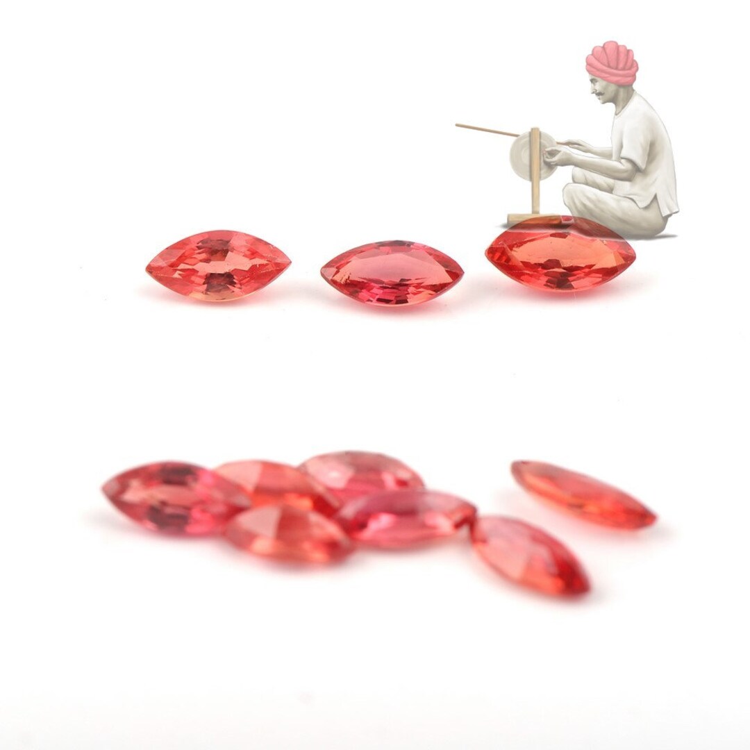 Natural Red Orange Sapphire 3x5mm Marquise Cut Loose Gemstone Lot