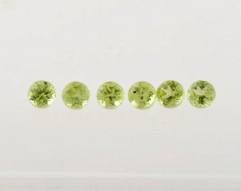 Piedras preciosas de peridoto verde natural - Piedra preciosa suelta de peridoto verde de corte redondo de 5 mm - Fabricación de joyas piedras de peridoto - Lote de 5 a 100 piezas