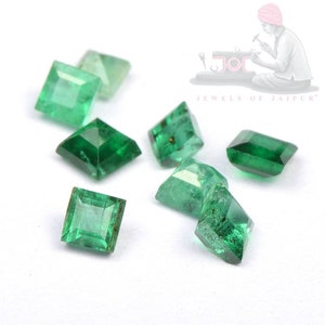 Square Cut Green Emerald Gemstone: Natural Loose Gemstones (5-30 Pieces)