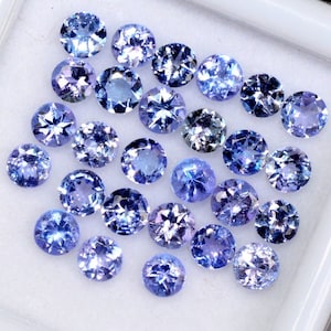 Purple Tanzanite Gemstones: Faceted Round Loose Stones (3mm-4mm)