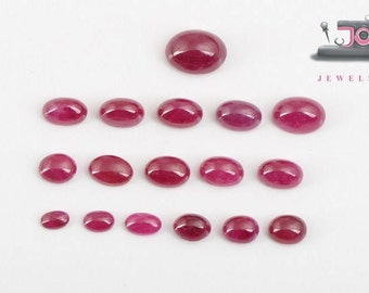 Natural Ruby Calibrated Size 4x3mm to 8x10 Cabochon Oval Red Pink Top Quality Loose Gemstone Lot - Natural Oval Loose Smooth Gemstone